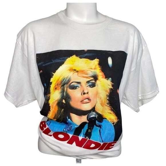 Love Tribe Blondie Band Shirt Top Women's 3X Plus White Short-Sleeve Cotton NEW - Picture 2 of 7